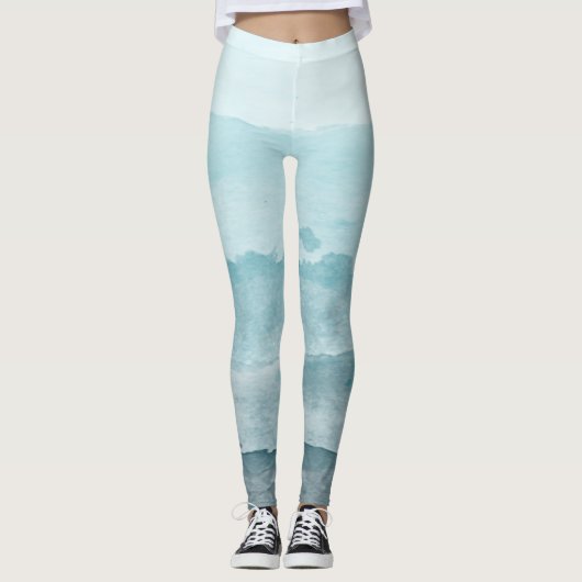 Abstraktes blaues Meer Leggings (Vorderseite)