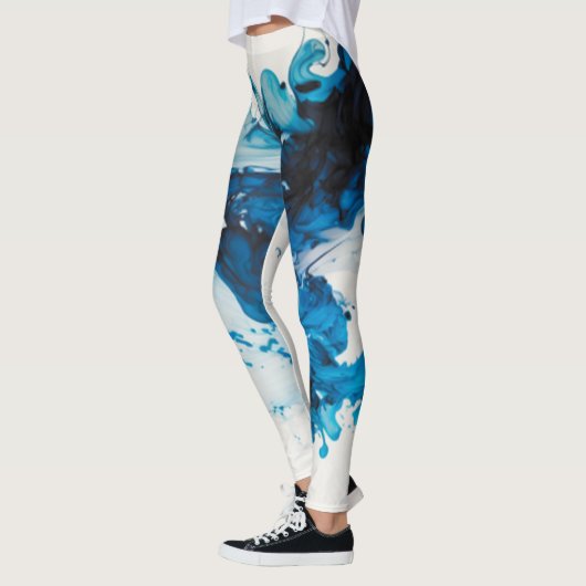 Abstraktes blaues Meer Leggings (Links)