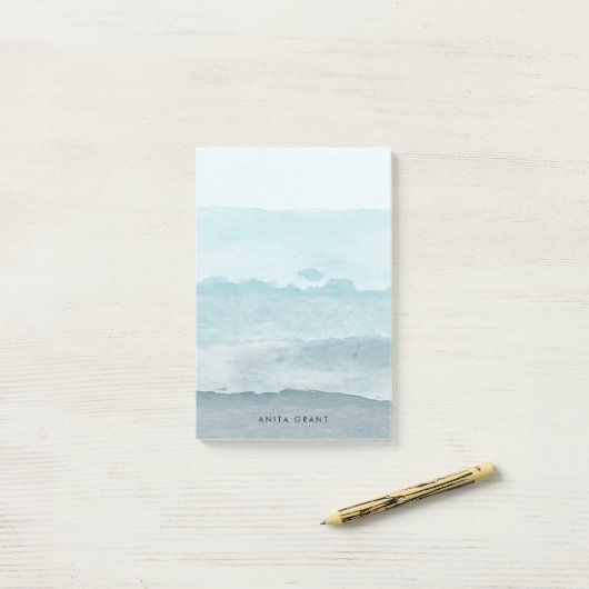 Abstraktes blaues Meer Post-it Klebezettel (Auf Schreibtisch)