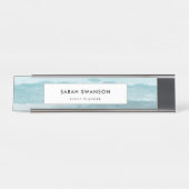 Abstraktes blaues Meer Schreibtischnamensplakette (Vorderseite )