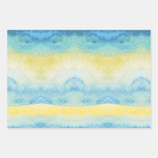 Abstraktes blaues Meer und gelbe Sonne  Geschenkpapier Set (Vorderseite 3)