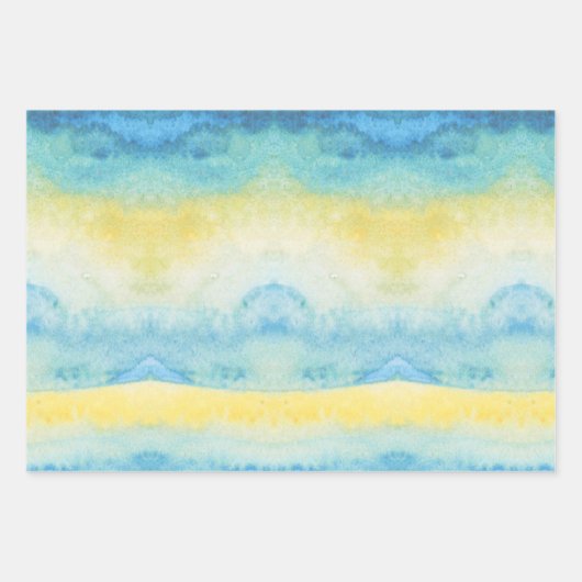 Abstraktes blaues Meer und gelbe Sonne  Geschenkpapier Set (Vorderseite)