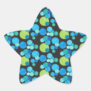 Abstraktes blaues Mondmuster Stern-Aufkleber