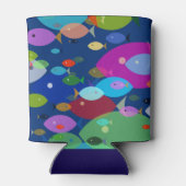 Abstraktes blaues Monogramm Dosenkühler (Rückseite)