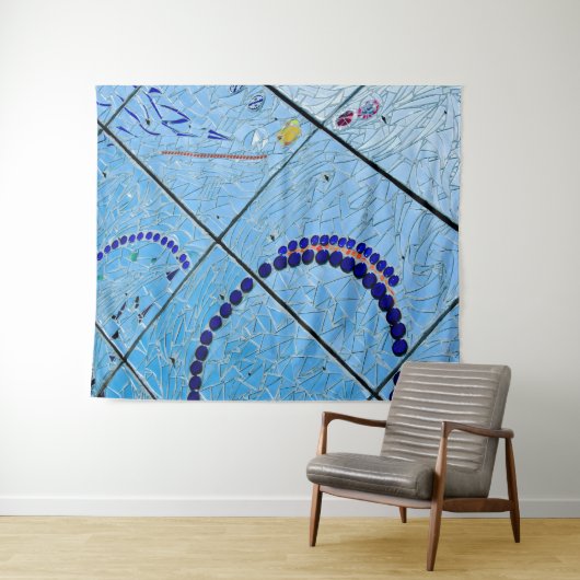 Abstraktes blaues Mosaikband Wandteppich (Beispiel (Horizontal))