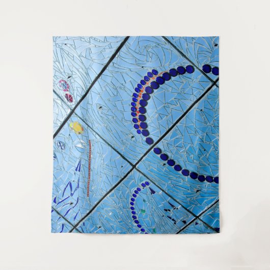 Abstraktes blaues Mosaikband Wandteppich (Vorderseite)