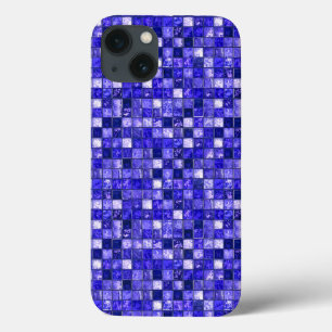 Abstraktes blaues Mosaikdesign mit leuchtenden Tex Case-Mate iPhone Hülle