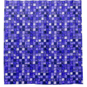 Abstraktes blaues Mosaikdesign mit leuchtenden Tex Duschvorhang