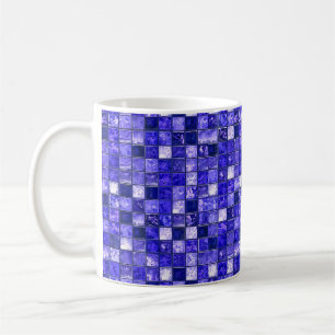 Abstraktes blaues Mosaikdesign mit leuchtenden Tex Kaffeetasse