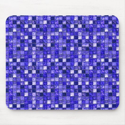 Abstraktes blaues Mosaikdesign mit leuchtenden Tex Mousepad (Vorne)