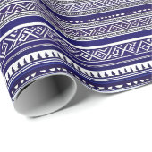 Abstraktes blaues Muster - Hmong Wrapping Paper Geschenkpapier (Rolleneckpunkt)