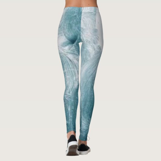 Abstraktes blaues Muster Leggings (Rückseite)
