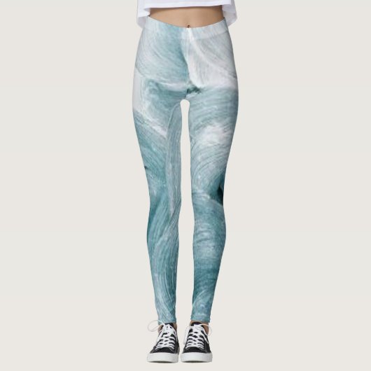Abstraktes blaues Muster Leggings (Vorderseite)