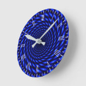 Abstraktes blaues Muster, runde Uhr (Winkel)