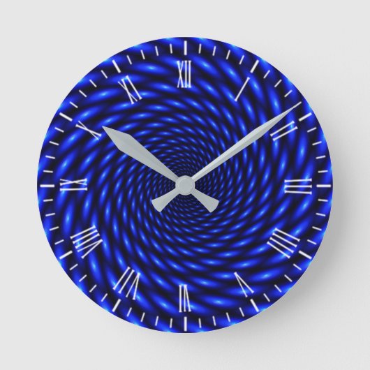 Abstraktes blaues Muster, runde Uhr (Vorderseite)