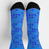 Abstraktes blaues Muster Square Socken (Oben)