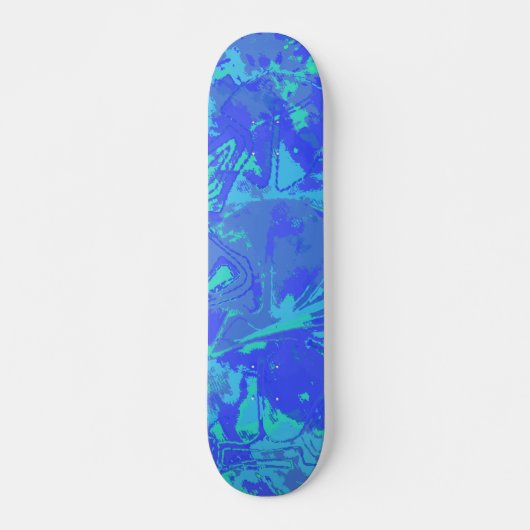 Abstraktes blaues Musterskateboard Skateboard (Vorne)