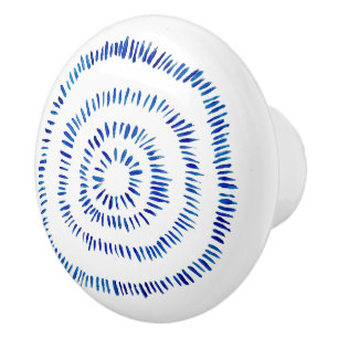 Abstraktes blaues Pinselstrich Stroke Painting Mus Keramikknauf