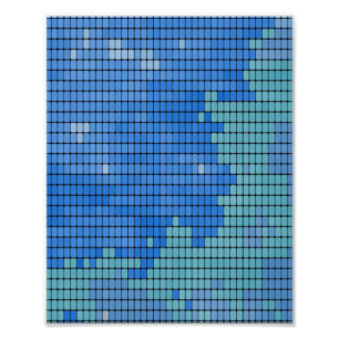 Abstraktes blaues Quadrat-Muster Fotodruck