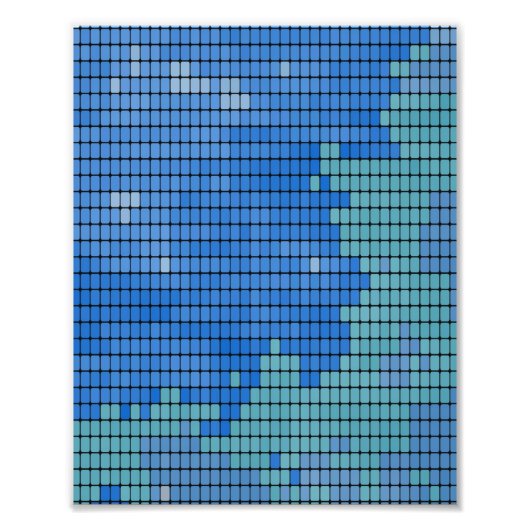 Abstraktes blaues Quadrat-Muster Fotodruck (Vorne)