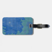 Abstraktes blaues Quadrat-Muster Gepäckanhänger (Rückseite horizontal)