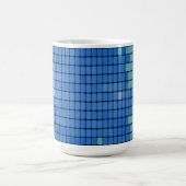 Abstraktes blaues Quadrat-Muster Kaffeetasse (Mittel)