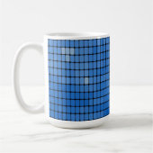 Abstraktes blaues Quadrat-Muster Kaffeetasse (Links)