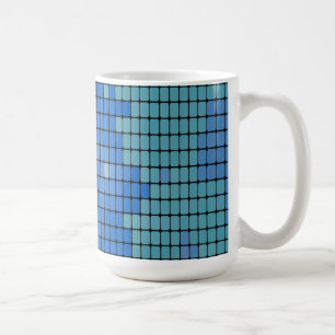 Abstraktes blaues Quadrat-Muster Kaffeetasse