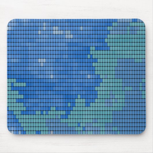 Abstraktes blaues Quadrat-Muster Mousepad (Vorne)
