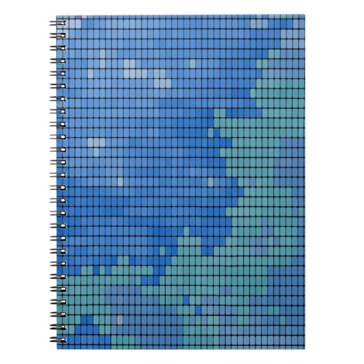 Abstraktes blaues Quadrat-Muster Notizblock (Vorderseite)