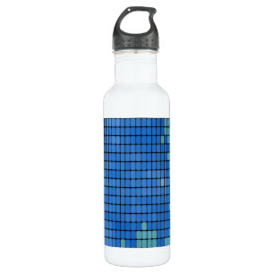 Abstraktes blaues Quadrat-Muster Trinkflasche