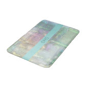 Abstraktes blaues rosa Texturmuster Badematte (Schrägansicht)