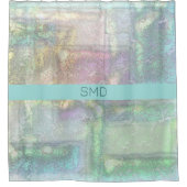 Abstraktes blaues rosa Texturmuster Duschvorhang (Vorderseite)