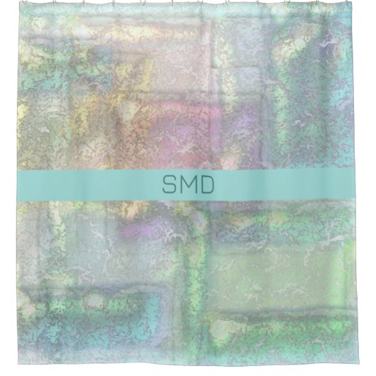 Abstraktes blaues rosa Texturmuster Duschvorhang (Vorderseite)