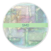 Abstraktes blaues rosa Texturmuster Keramikknauf (Vorderseite)