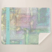 Abstraktes blaues rosa Texturmuster Sherpadecke (Vorderseite (Horizontal))