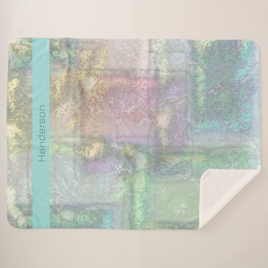 Abstraktes blaues rosa Texturmuster Sherpadecke (Vorderseite (Horizontal))