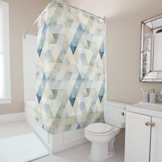 Abstraktes blaues ruhiges Strandmuster Duschvorhang (Beispiel)