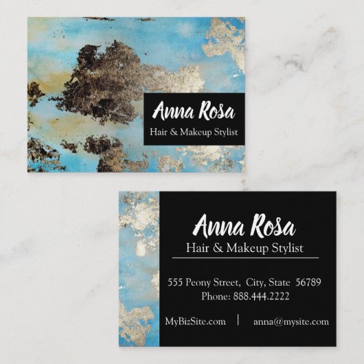 *Abstraktes blaues schwarzes Silber Visitenkarte (Vorne/Hinten)