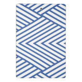 Abstraktes blaues Streifenmuster mit rosa Monogram Mini Klemmbrett (Rückseite)