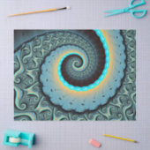 Abstraktes blaues Türkis Orange Fraktal Art Seidenpapier (Basteln)