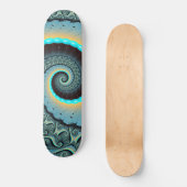 Abstraktes blaues Türkis Orange Fraktal Art Skateboard (Vorderseite)