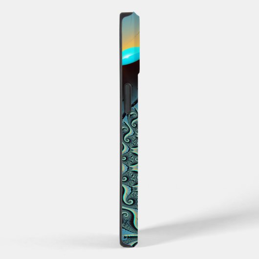 Abstraktes blaues Türkis Orange Fraktal Case-Mate iPhone Hülle (Rückseite / Rechts)