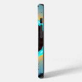 Abstraktes blaues Türkis Orange Fraktal Case-Mate iPhone Hülle (Rückseite / Links)