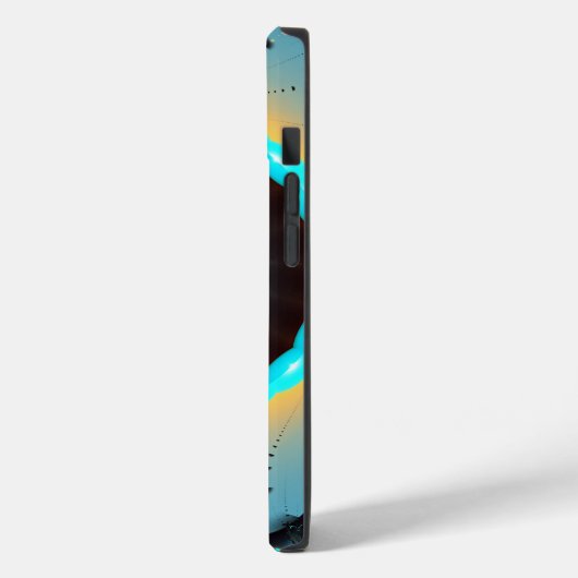 Abstraktes blaues Türkis Orange Fraktal Case-Mate iPhone Hülle (Rückseite / Links)