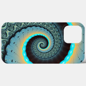 Abstraktes blaues Türkis Orange Fraktal Case-Mate iPhone Hülle (Rückseite (Horizontal))