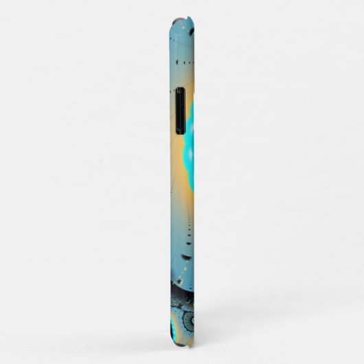 Abstraktes blaues Türkis Orange Fraktal Case-Mate iPhone Hülle (Hinten/Rechts)