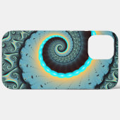 Abstraktes blaues Türkis Orange Fraktal Case-Mate iPhone Hülle (Rückseite (Horizontal))