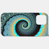 Abstraktes blaues Türkis Orange Fraktal Case-Mate iPhone Hülle (Rückseite (Horizontal))