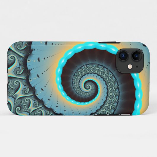 Abstraktes blaues Türkis Orange Fraktal Case-Mate iPhone Hülle (Rückseite (Horizontal))